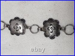 Vintage Navajo Native American Sterling Silver Concho Belt Chain Flower Stamped