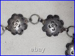 Vintage Navajo Native American Sterling Silver Concho Belt Chain Flower Stamped