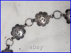 Vintage Navajo Native American Sterling Silver Concho Belt Chain Flower Stamped