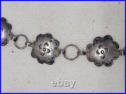 Vintage Navajo Native American Sterling Silver Concho Belt Chain Flower Stamped