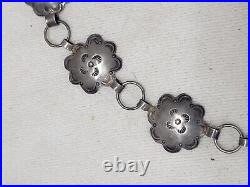 Vintage Navajo Native American Sterling Silver Concho Belt Chain Flower Stamped