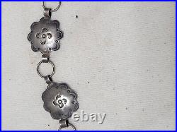 Vintage Navajo Native American Sterling Silver Concho Belt Chain Flower Stamped