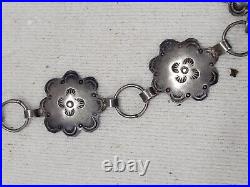 Vintage Navajo Native American Sterling Silver Concho Belt Chain Flower Stamped