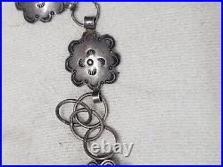 Vintage Navajo Native American Sterling Silver Concho Belt Chain Flower Stamped