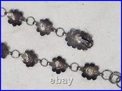 Vintage Navajo Native American Sterling Silver Concho Belt Chain Flower Stamped