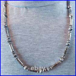 Vintage Navajo Silver Barrel Bead Native American Bench Bead Necklace