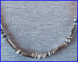 Vintage Navajo Silver Barrel Bead Native American Bench Bead Necklace