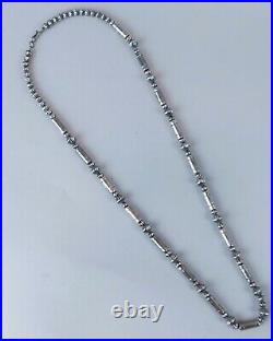 Vintage Navajo Silver Barrel Bead Native American Bench Bead Necklace