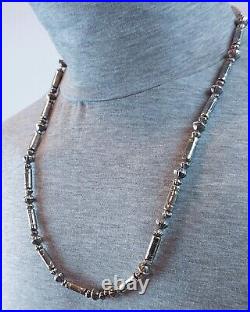 Vintage Navajo Silver Barrel Bead Native American Bench Bead Necklace