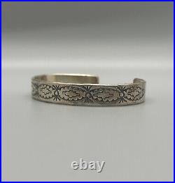 Vintage Navajo Sterling Silver Hand Stamped Bracelet Belinda Woody