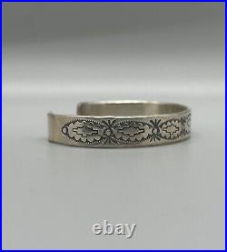 Vintage Navajo Sterling Silver Hand Stamped Bracelet Belinda Woody