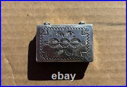 Vintage Navajo Sterling Silver Pill Box Native American Heavy Refined Stampwork