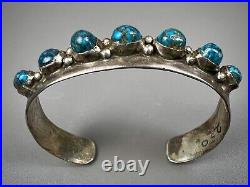 Vintage OLD Navajo Domed Spiderweb Turquoise Sterling Silver Cuff Bracelet