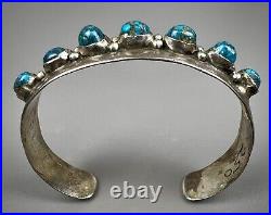 Vintage OLD Navajo Domed Spiderweb Turquoise Sterling Silver Cuff Bracelet