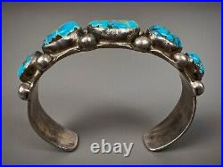 Vintage OLD Navajo Sterling Silver Gem Grade Turquoise Cuff Bracelet AWESOME