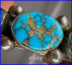 Vintage OLD Navajo Sterling Silver Gem Grade Turquoise Cuff Bracelet AWESOME