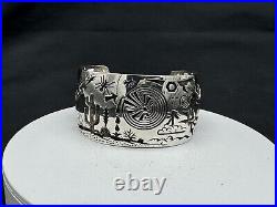 Vintage Rick Manuel Native American Sterling Silver Cuff Bracelet, 73.9 grams