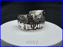 Vintage Rick Manuel Native American Sterling Silver Cuff Bracelet, 73.9 grams