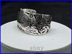 Vintage Rick Manuel Native American Sterling Silver Cuff Bracelet, 73.9 grams