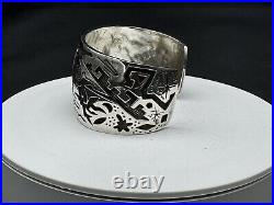 Vintage Rick Manuel Native American Sterling Silver Cuff Bracelet, 73.9 grams