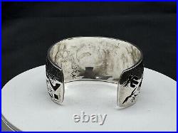 Vintage Rick Manuel Native American Sterling Silver Cuff Bracelet, 73.9 grams