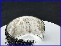 Vintage Rick Manuel Native American Sterling Silver Cuff Bracelet, 73.9 grams