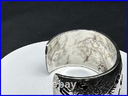 Vintage Rick Manuel Native American Sterling Silver Cuff Bracelet, 73.9 grams