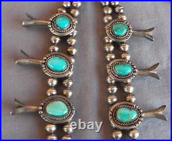 Vintage Silver Turquoise Native American Squash Blossom Necklace