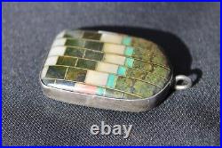 Vintage Southwestern Jewelry Pendant Native American Silver Turquoise Onyx