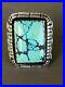 Vintage Sterling Silver Southwest Native American Turquoise Ring 14g Size 9 1/2