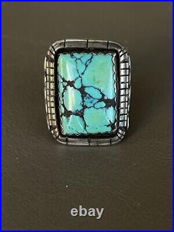 Vintage Sterling Silver Southwest Native American Turquoise Ring 14g Size 9 1/2