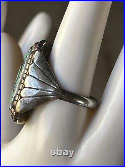 Vintage Sterling Silver Southwest Native American Turquoise Ring 14g Size 9 1/2