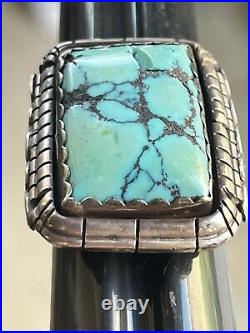 Vintage Sterling Silver Southwest Native American Turquoise Ring 14g Size 9 1/2