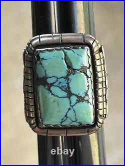 Vintage Sterling Silver Southwest Native American Turquoise Ring 14g Size 9 1/2