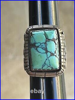 Vintage Sterling Silver Southwest Native American Turquoise Ring 14g Size 9 1/2