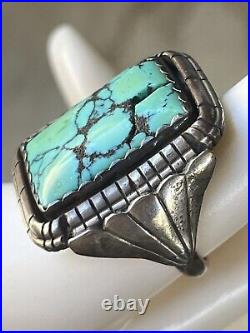 Vintage Sterling Silver Southwest Native American Turquoise Ring 14g Size 9 1/2