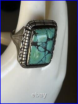 Vintage Sterling Silver Southwest Native American Turquoise Ring 14g Size 9 1/2