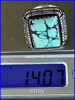 Vintage Sterling Silver Southwest Native American Turquoise Ring 14g Size 9 1/2