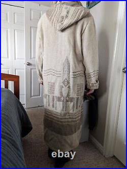 Vintage Woolrich Native American Style Silver Buckle Fringe Coat Medium Jewelry