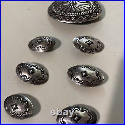 Vintage southwestern Native American sterling silver Concho Concha Set Hat Band