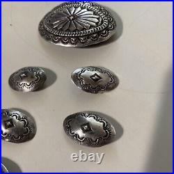 Vintage southwestern Native American sterling silver Concho Concha Set Hat Band