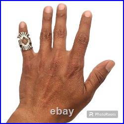 Vtg Beautiful Native American Sterling Silver Sand Cast Tribal Ring Sz 2