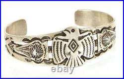 Vtg Beautiful Native American Sterling Silver Thunderbird Cuff Bracelet 26 Gram