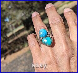 Vtg Men's Native American Silver Turquoise Navajo Ring Navajo Jewelry size 10.75