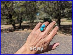 Vtg Men's Native American Silver Turquoise Navajo Ring Navajo Jewelry size 10.75