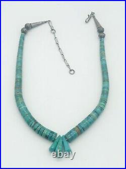 Vtg Native American Indian Fred Harvey Era Turquoise & Silver Tassel Necklace