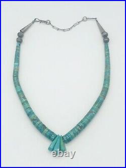 Vtg Native American Indian Fred Harvey Era Turquoise & Silver Tassel Necklace