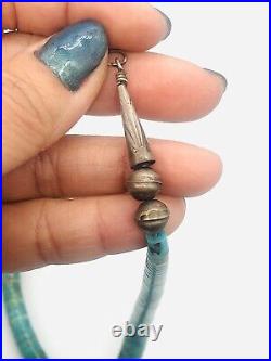 Vtg Native American Indian Fred Harvey Era Turquoise & Silver Tassel Necklace