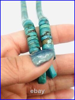 Vtg Native American Indian Fred Harvey Era Turquoise & Silver Tassel Necklace