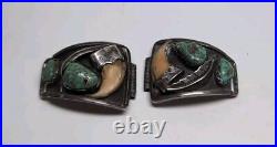 Vtg Native American Navajo Sterling Silver/Turquoise. Mens Watch Tips. Marked